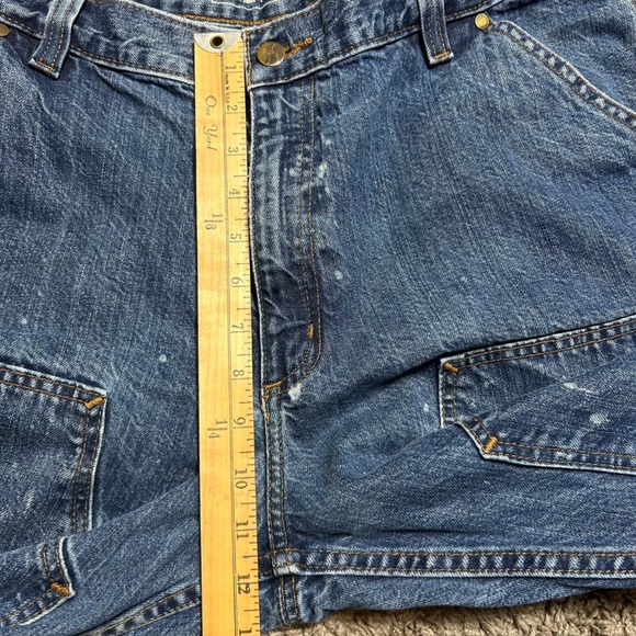 Carhartt Double Knee Loose Fit Carpenter Jeans Blue Denim Paint Splatter 36x30 - Picture 4 of 7